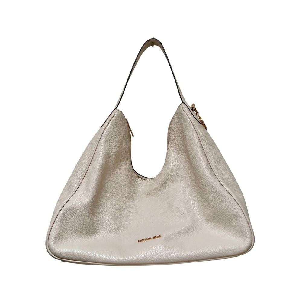 Michael Kors Nayla Medium Cream Pebbled Leather Hobo Bag 35F5G5ZL6L Designer